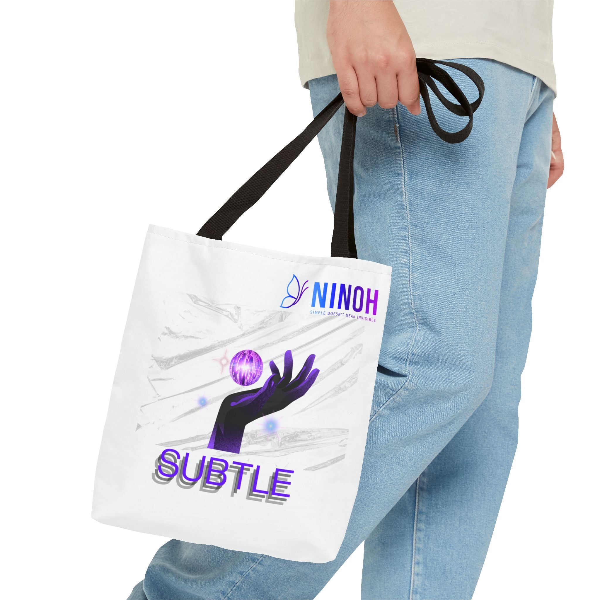 Subtle Art Tote Bag — Purple Hand & Orb Graphic