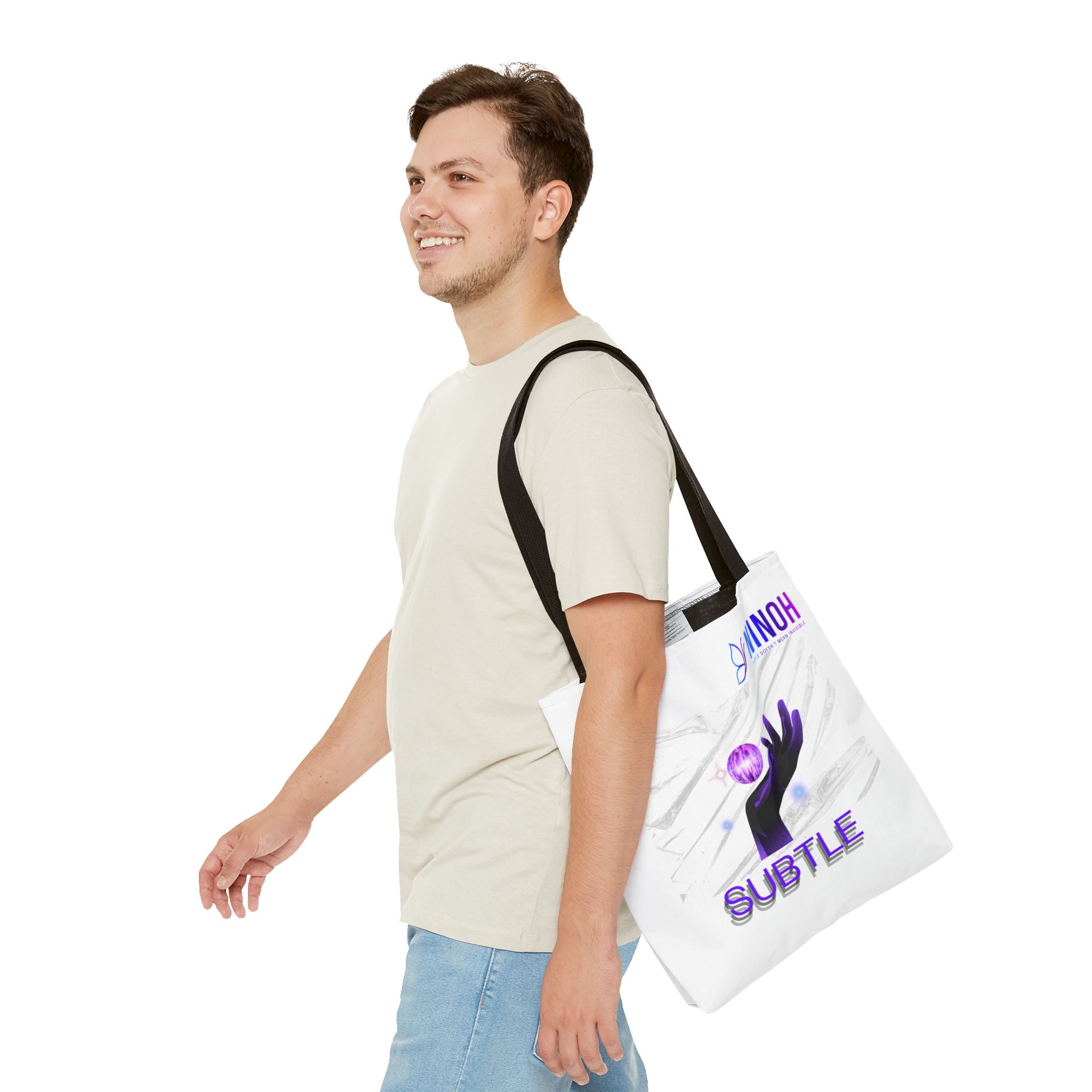 Subtle Art Tote Bag — Purple Hand & Orb Graphic