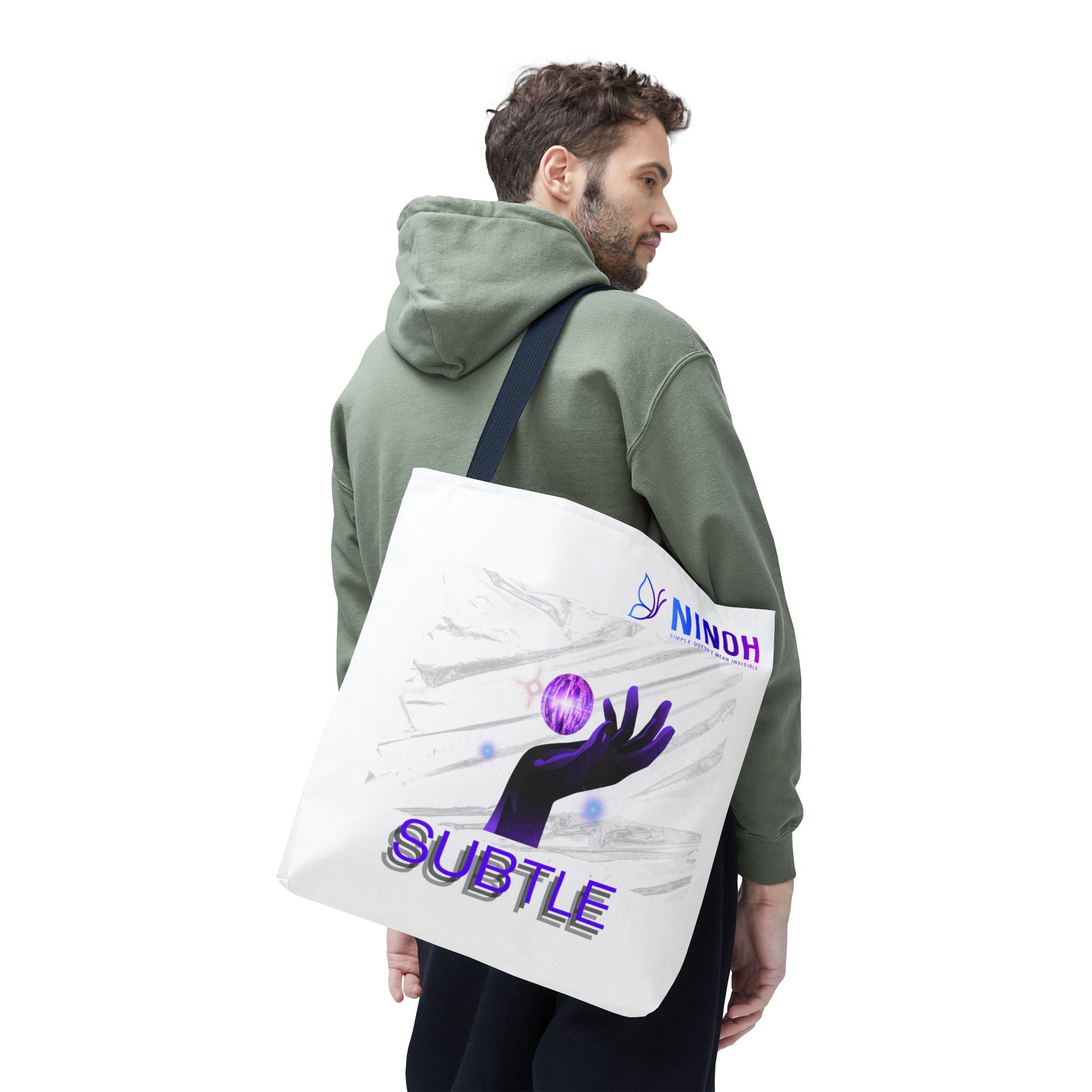 Subtle Art Tote Bag — Purple Hand & Orb Graphic