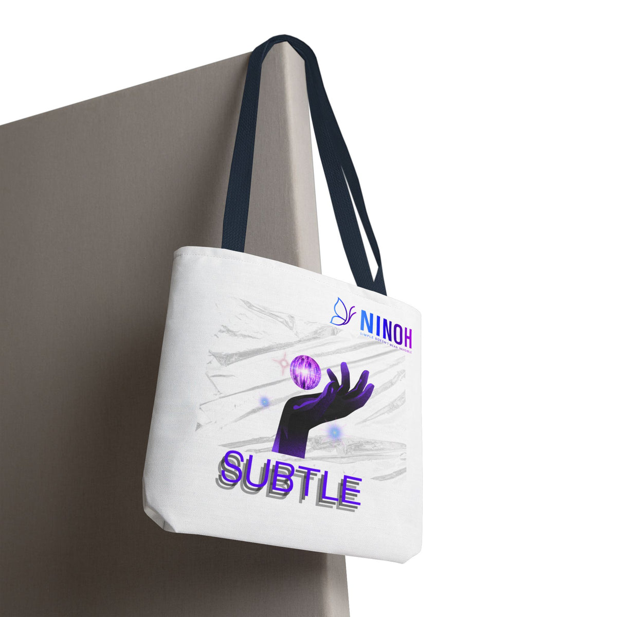 Subtle Art Tote Bag — Purple Hand & Orb Graphic
