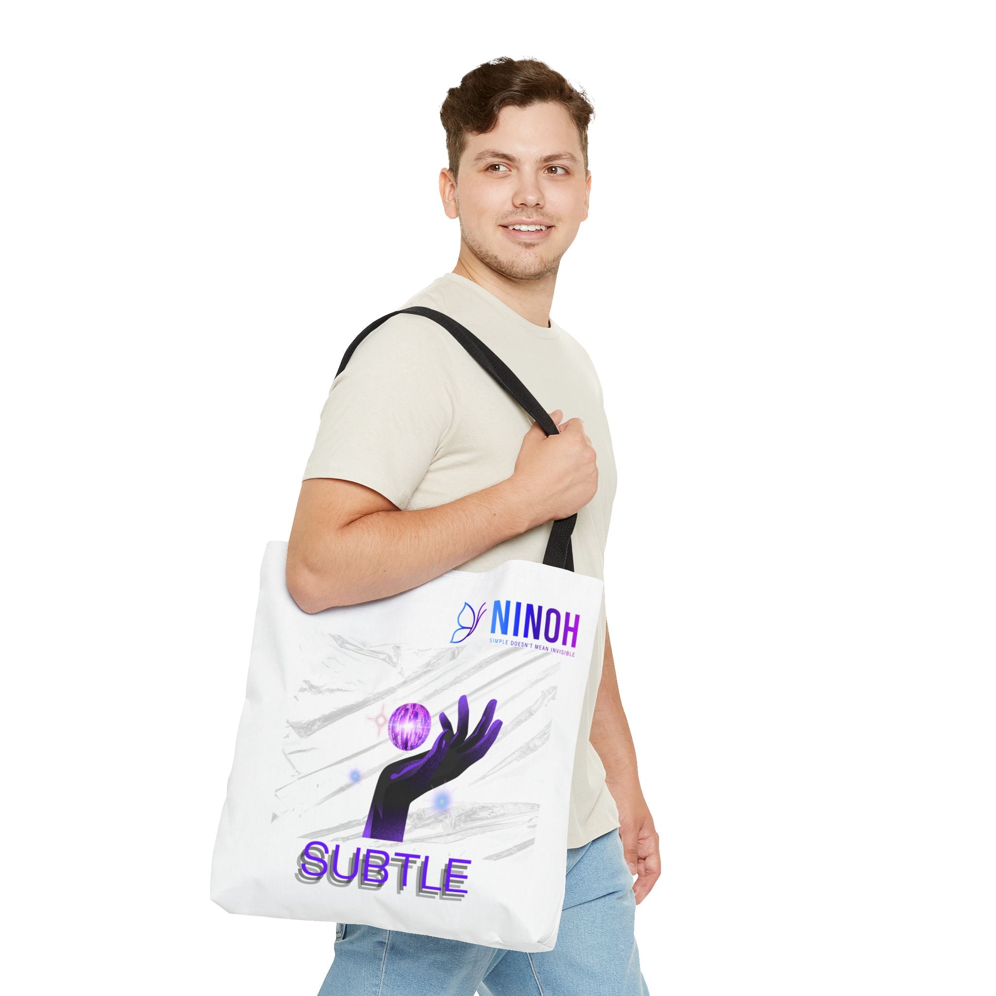 Subtle Art Tote Bag — Purple Hand & Orb Graphic