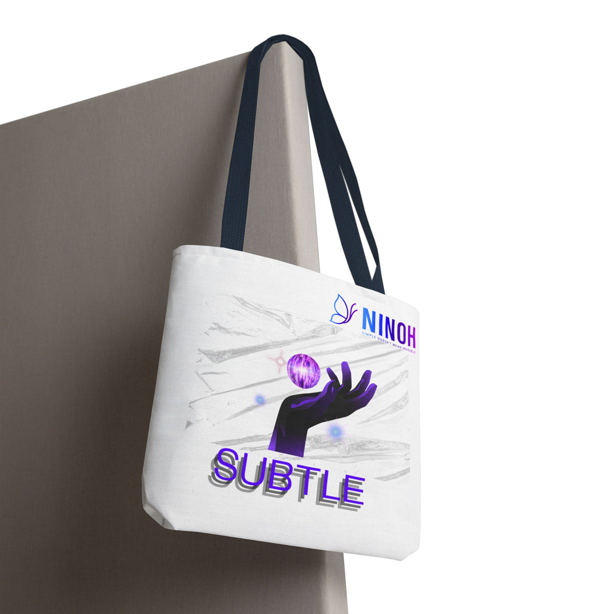 Subtle Art Tote Bag — Purple Hand & Orb Graphic